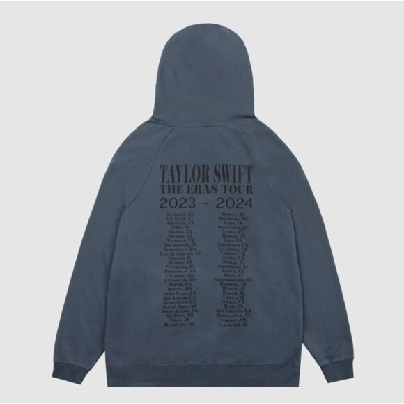 Taylor Swift The Eras II Tour Washed Blue Hoodie Drawstring Oversized Fit Large - Picture 2 of 6